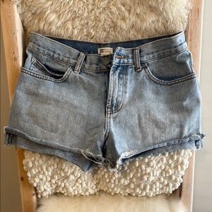 Billabong Blue Jean Shorts with Cuffed Hem and Distressed Finish